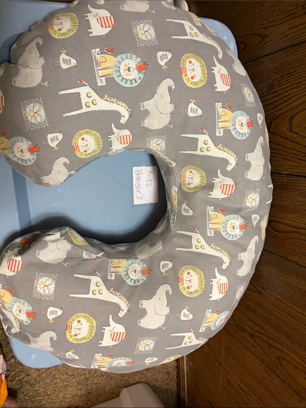 Boppy Grey Nursing Pillow with Multi-Color Safari Animals